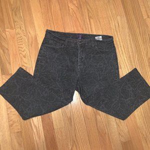 grey jeans with light floral pattern